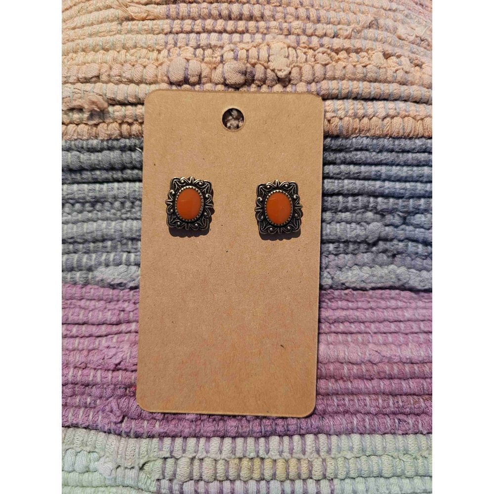 (3 for $15)~JoMa~ Antiqued Gold and Rust Rectangle Earrings- NWT